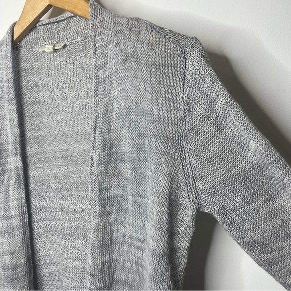 Eileen Fisher Women's Size Medium Grey 100% Organic Linen Loose Knit Cardigan - Picture 3 of 12